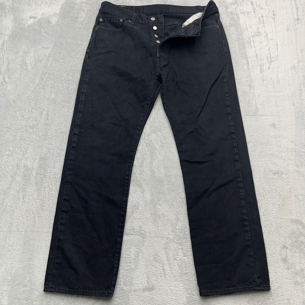 Levi's 501 Black Denim Jeans Mens W33 L30 Button Fly Straight Leg 90s